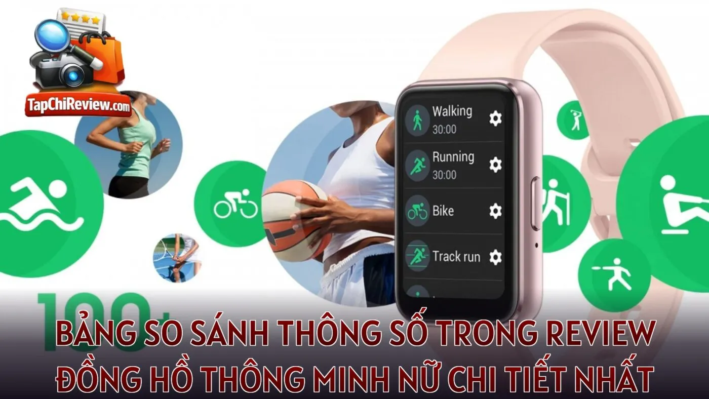 Bảng so sánh thông số trong review đồng hồ thông minh nữ chi tiết nhất