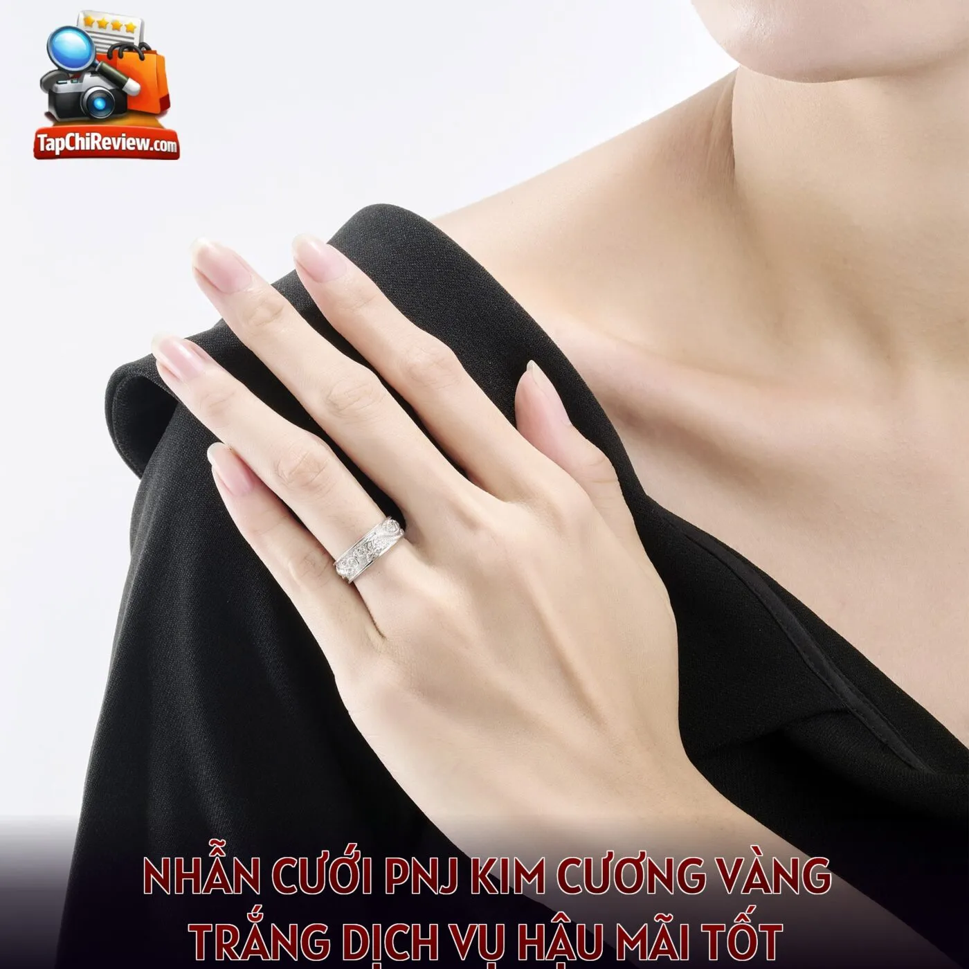 Nhẫn cưới PNJ kim cương vàng trắng dịch vụ hậu mãi tốt